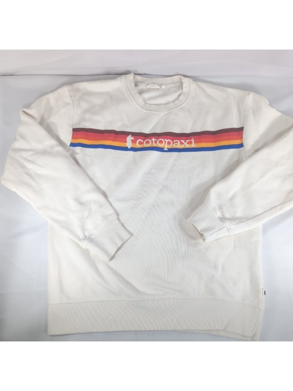 Cotopaxi On The Horizon L Large Long Sleeve White Multi Graphic Pullover Sweater